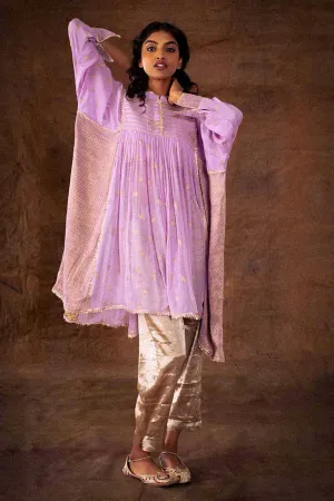 Purple Crepe Cutwork Kurta Tunic