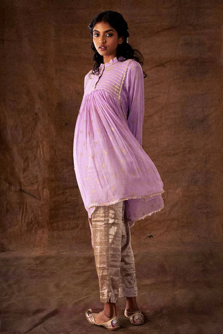 Purple Crepe Cutwork Kurta Tunic