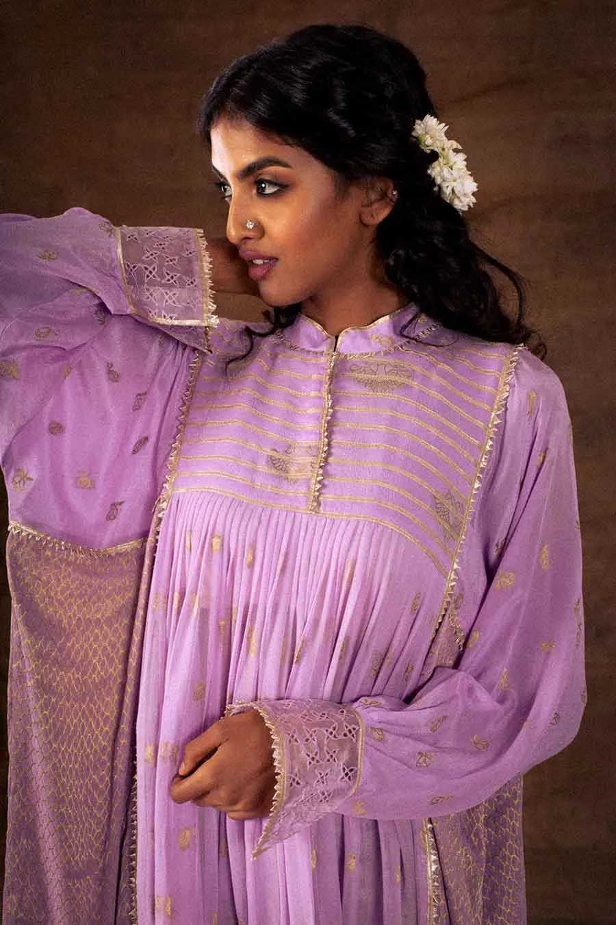 Purple Crepe Cutwork Kurta Tunic