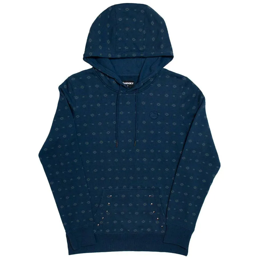 "MESA" NAVY W/WHITE AZTEC PATTERN & SILVER STUDS HOOEY HOODY