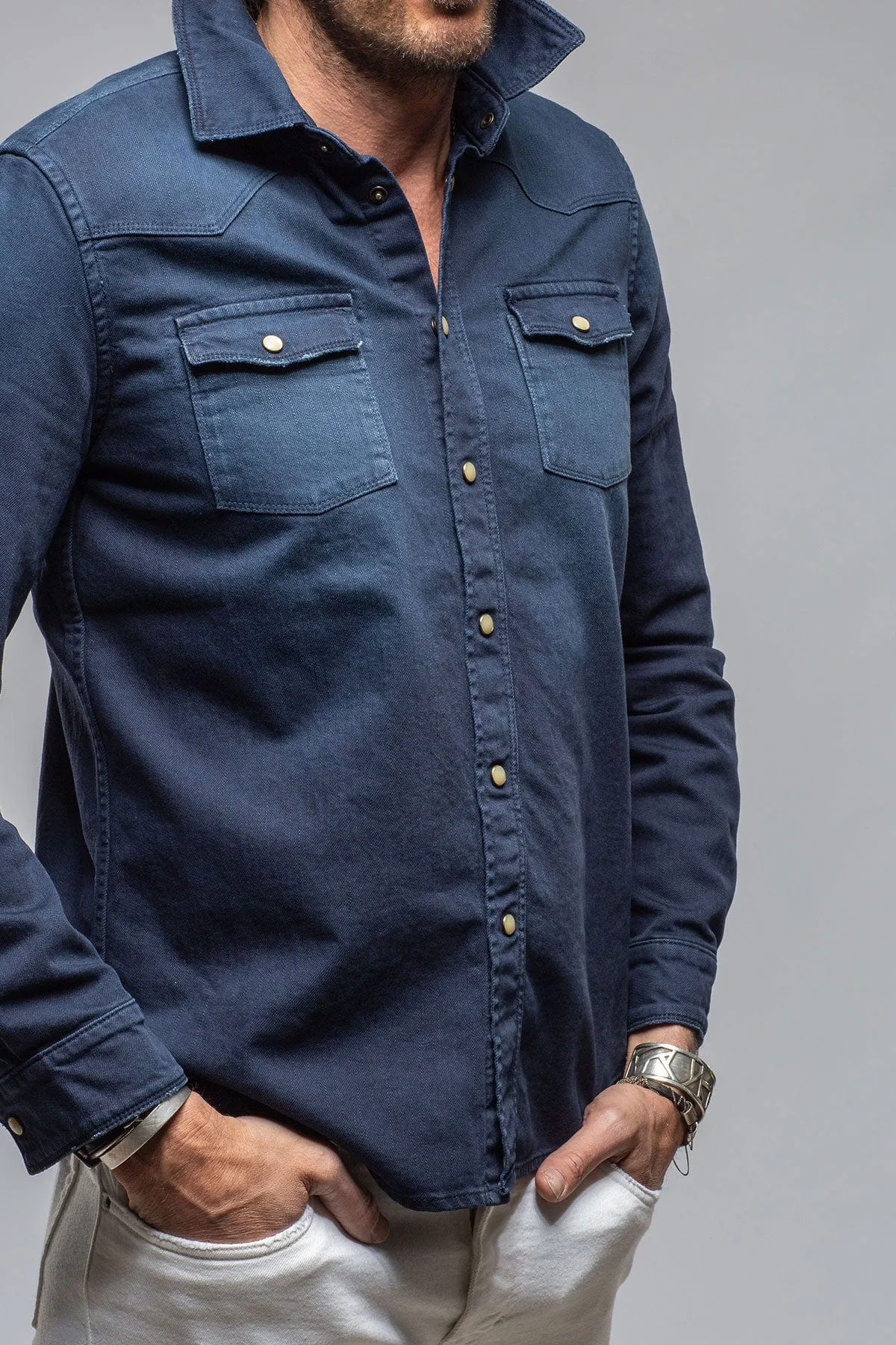 Ranger Colored Denim Snap Shirt In Blue Cina