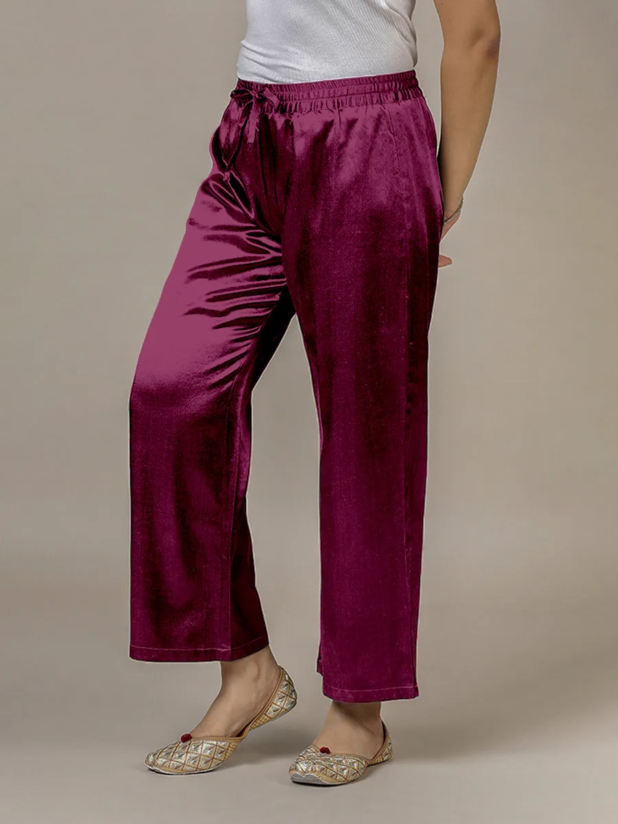 Swara x Tyohaar | Mulberry Red Mashru Silk Pants