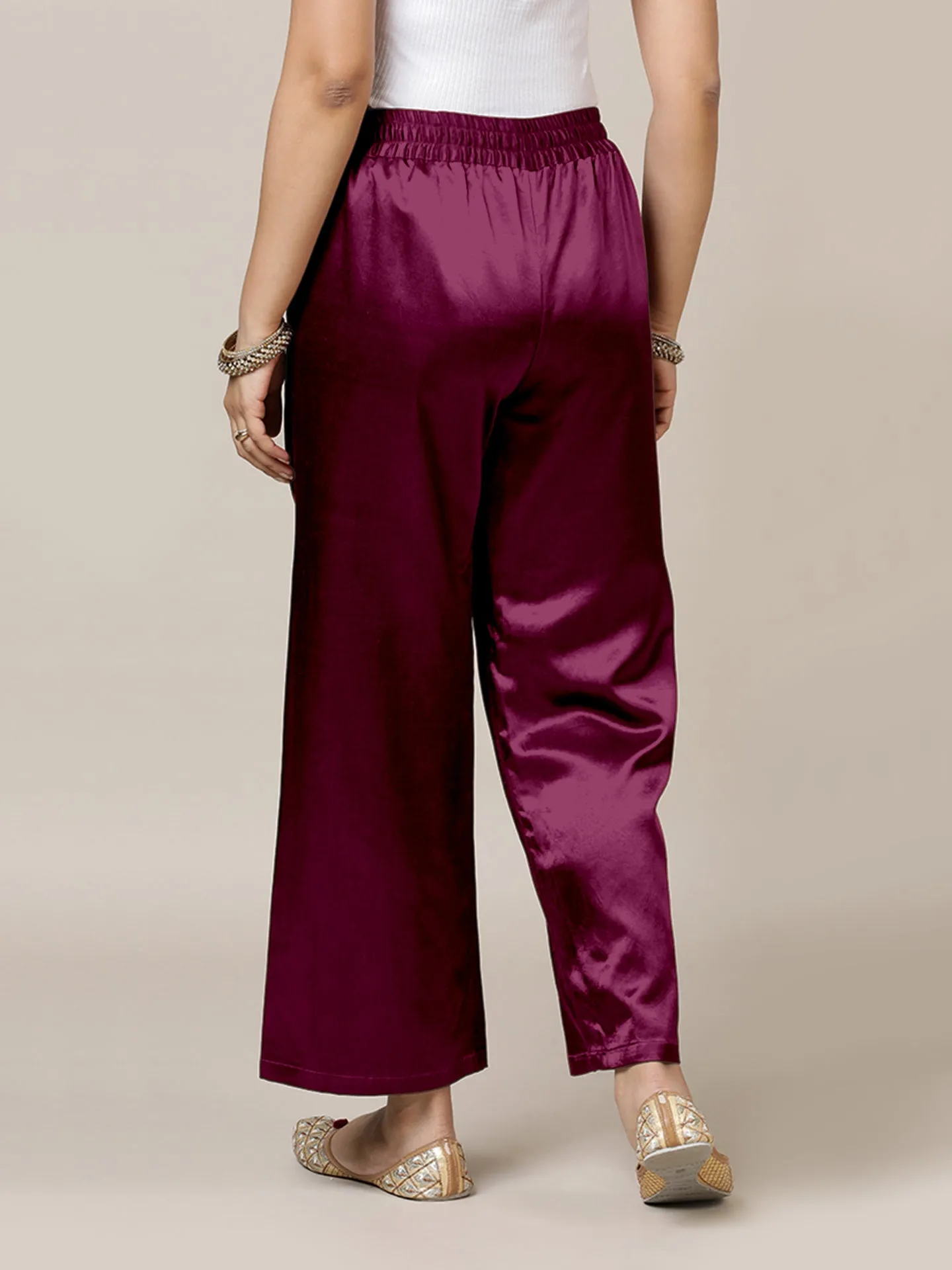 Swara x Tyohaar | Mulberry Red Mashru Silk Pants