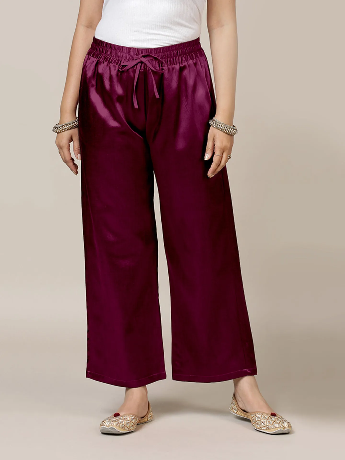 Swara x Tyohaar | Mulberry Red Mashru Silk Pants