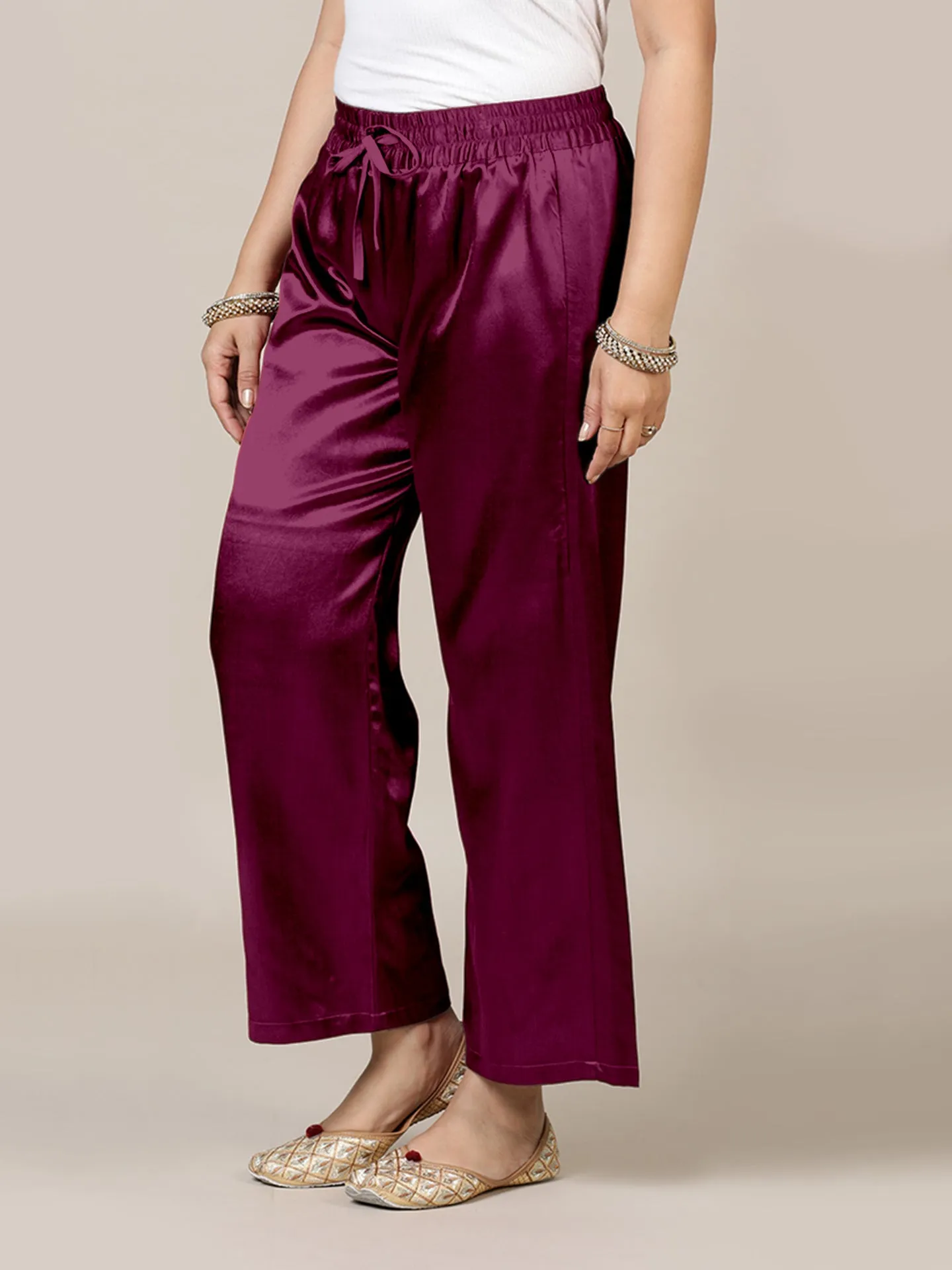 Swara x Tyohaar | Mulberry Red Mashru Silk Pants