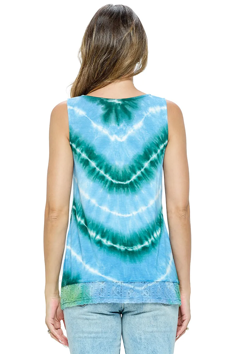 Tank Top Tie Dye Lace Hem