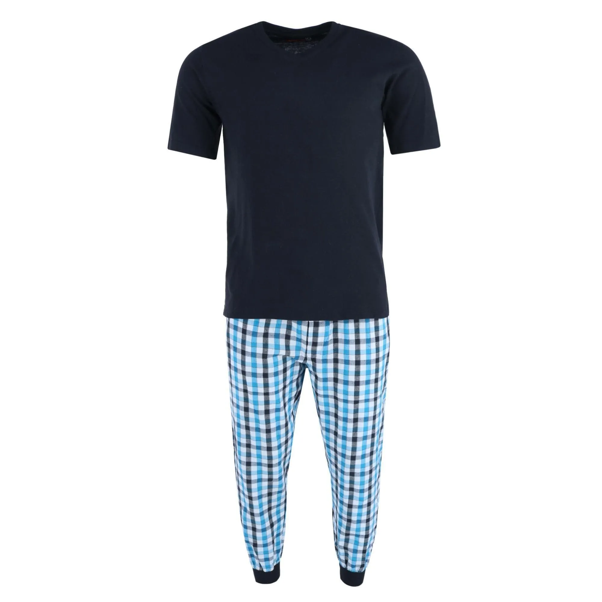 Ten West Apparel Men's V-Neck Top With Plaid Jogger Lounge Set