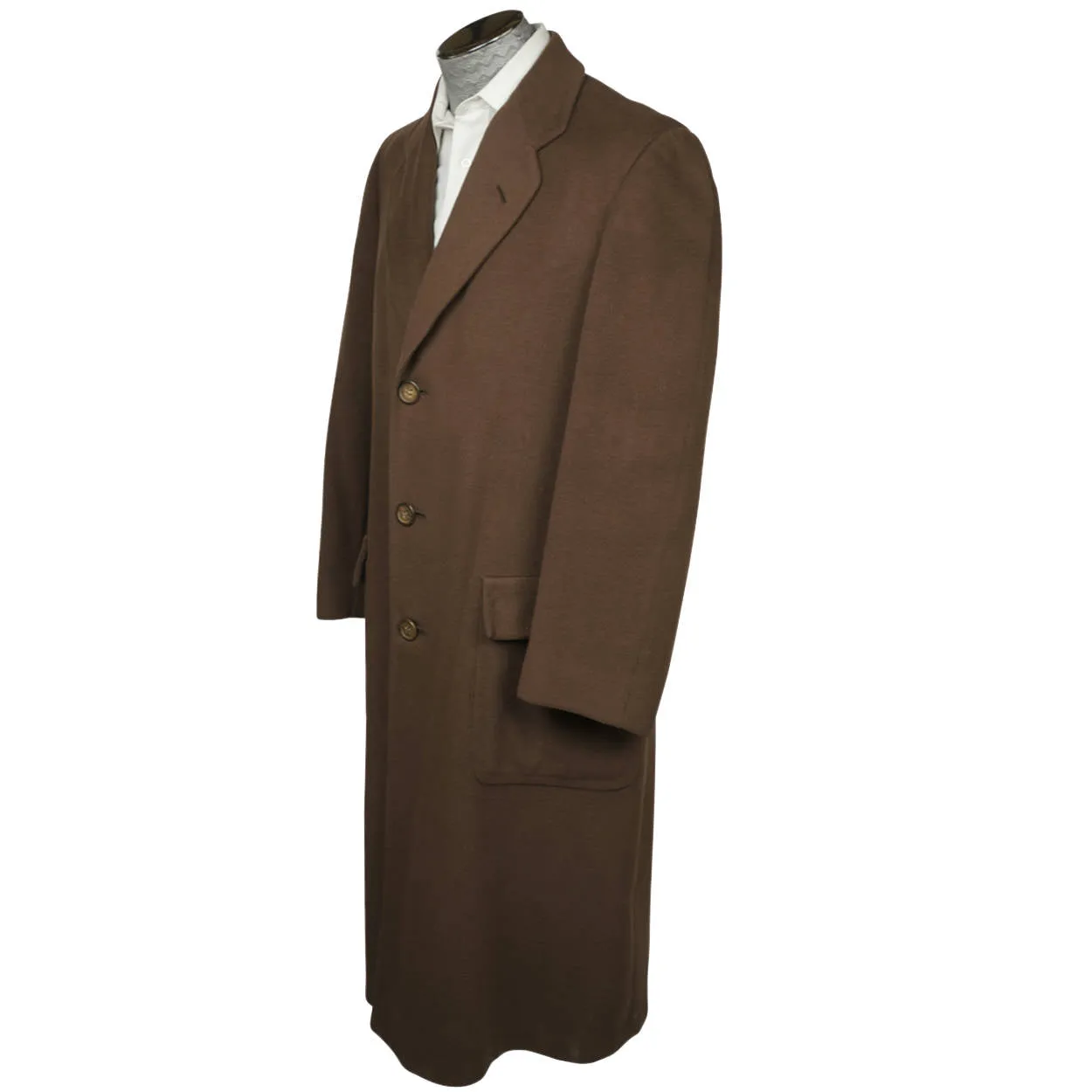 Vintage 1950s Cashmere Mens Overcoat Holt Renfrew Brown Colour Coat Large