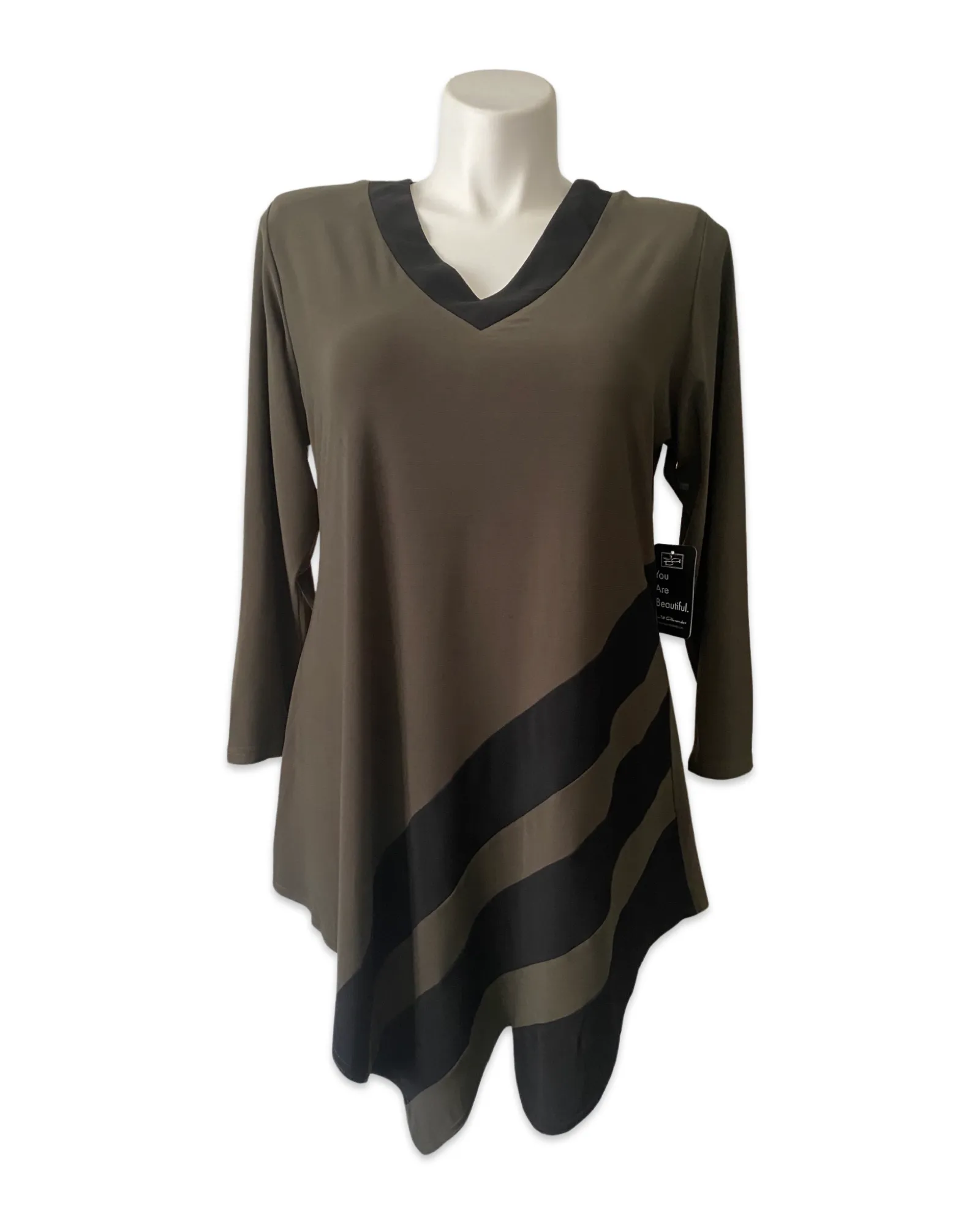 What a Sport Striped Tunic Dress in Olive Green