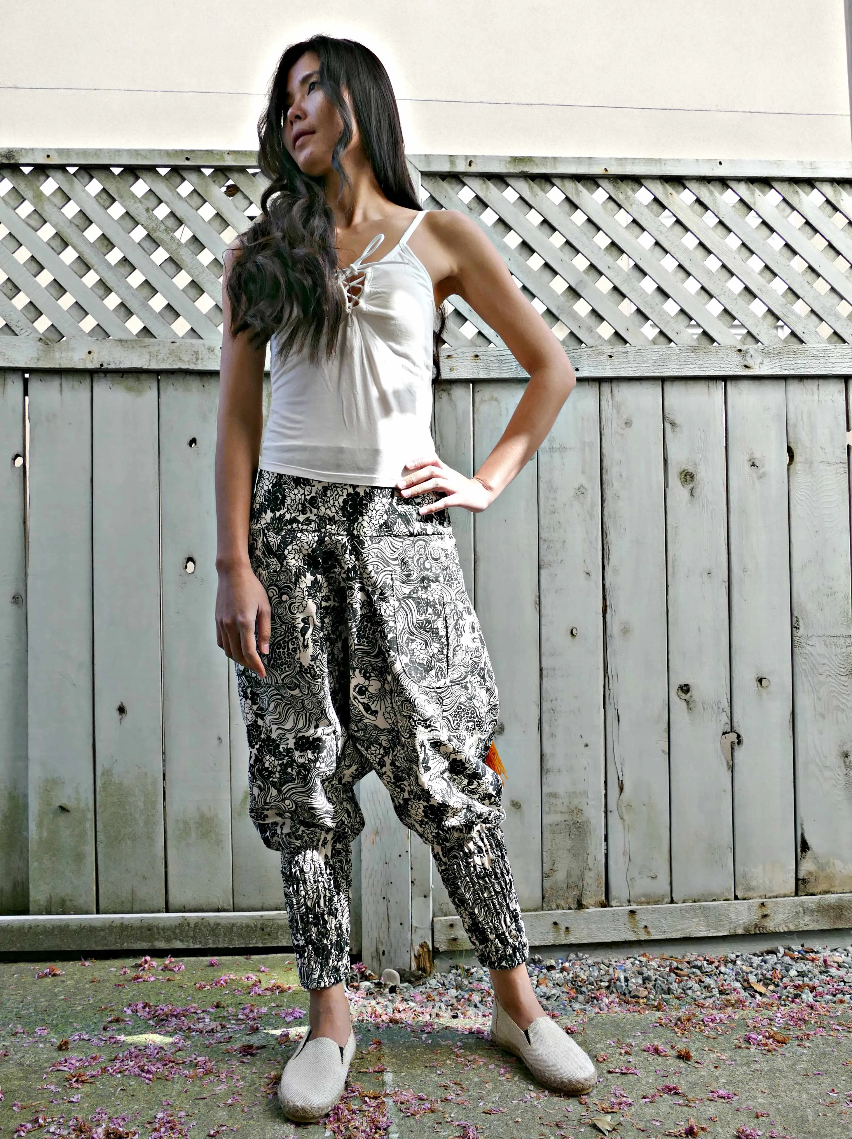 White Dragon Ninja Pants - New Design 2 pockets