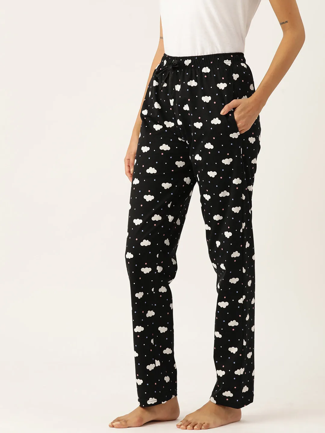 Women's Printed Cotton black Lounge Pants | LDLW-2323-1 |